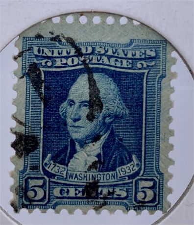 1932 George Washington Blue 5 cent US Postage Stamp