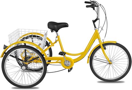 Yellow 7-Speed Happibuy Adult Tricycle