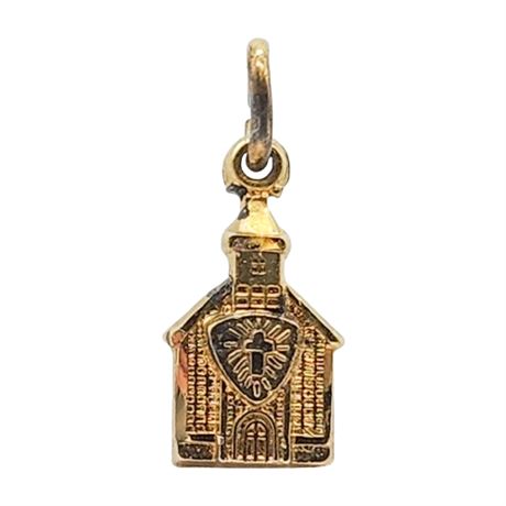 Vintage HAYWARD Gold Over Sterling Silver Tiny Methodist Church Charm/Pendant