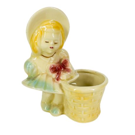 Shawnee Pottery Girl with Basket #534 Planter