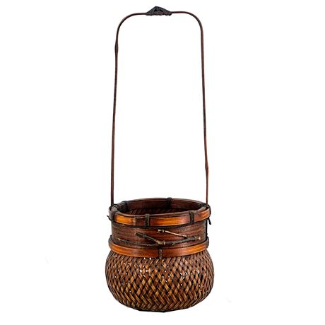 Vintage Artisan Made Japanese Woven Ikebana Flower Basket