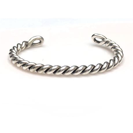 Vintage Heavy Sterling Silver Twist Cuff Bracelet