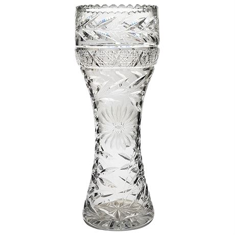 Large 16.5" American Brilliant Crystal Flower Vase