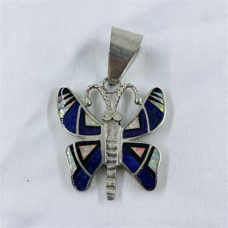 Stunning 20.1g Navajo Signed Sterling Butterfly Pendant