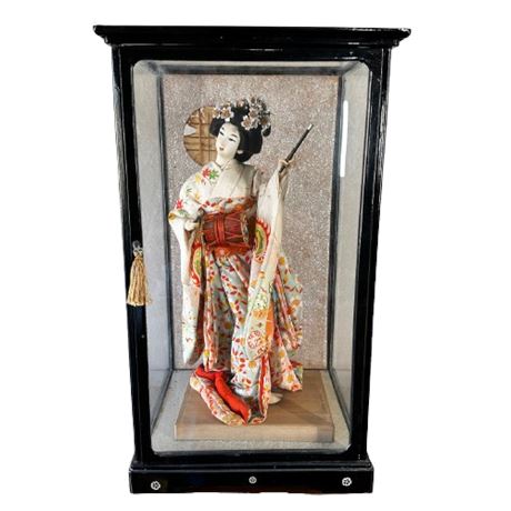 Vintage Japanese Geisha Doll in Case