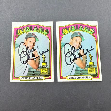 2 Chris Chambliss Signed Cards