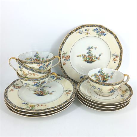 1920s Limoges Tea Set, Thomas Haviland China, Montreux Pattern