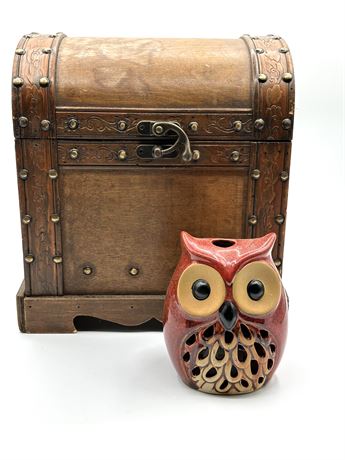 Wood Box & Owl