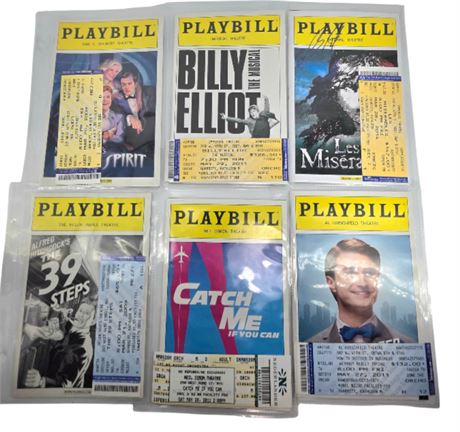 Lot of 6 Broadway Playbills + Tickets
