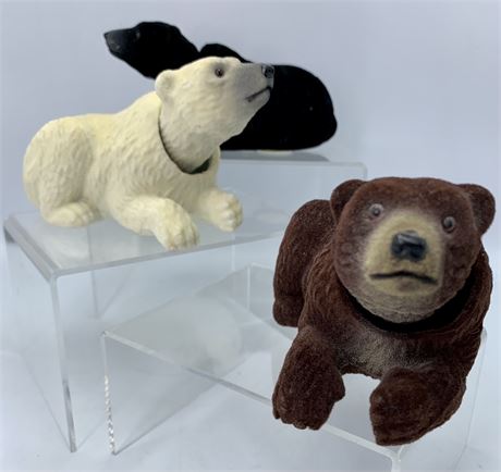 3 Velveteen Nodder Bear Collectible Figurines