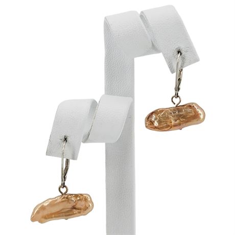 Vintage Baroque Freshwater Pearl Earrings w/ Sterling Hooks