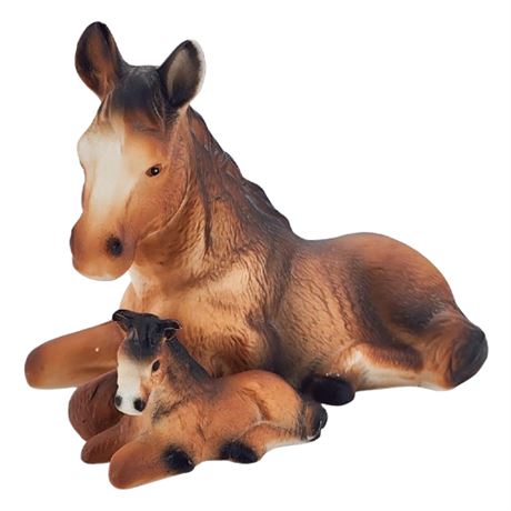 Vintage Albert Price Porcelain Bisque Horse & Foal Figurine