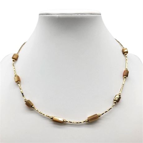 Gold Tone Beaded Shell Necklace