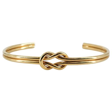 Minimalist Gold Tone Lovers' Knot Cuff Bracelet
