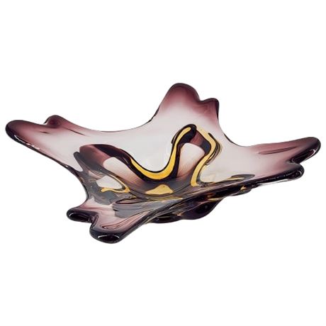 Mid-Century Murano Sommerso Freeform Centerpiece Art Glass Bowl