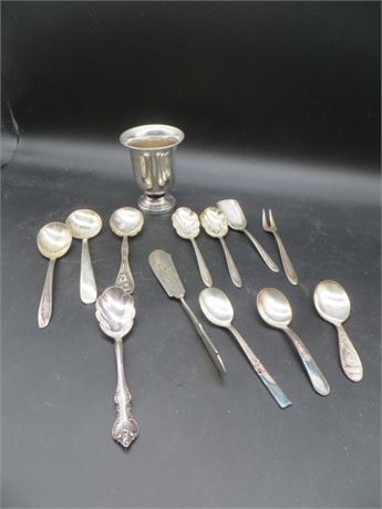 Silverplate Small Cup, Serving Pcs. & Child's Spoons