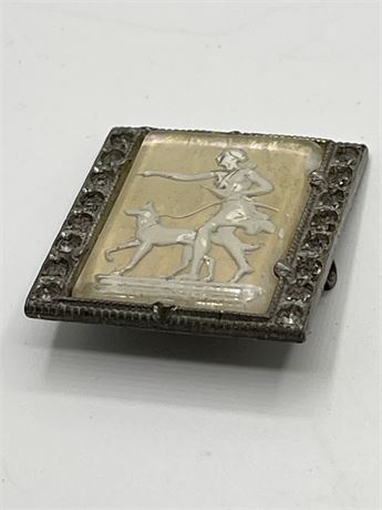 Art deco  silver cameo brooch
