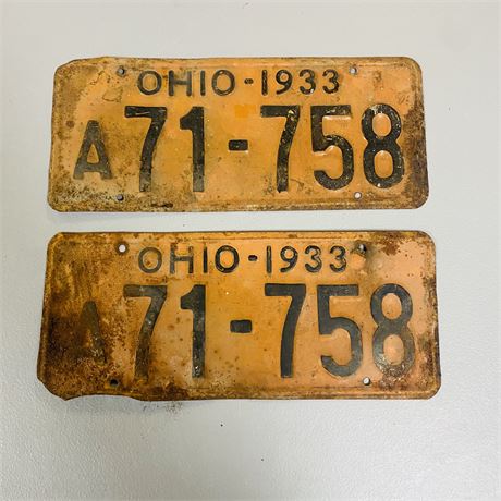 Pair of 1933 Ohio License Plates