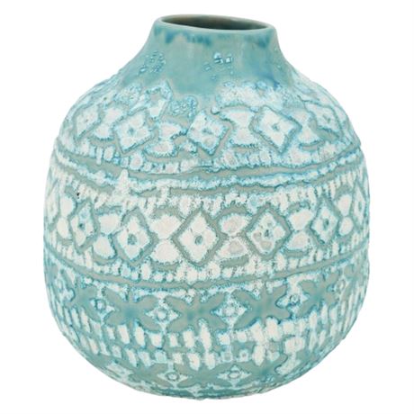 Modern Textured Aqua Ceramic Flower Vase