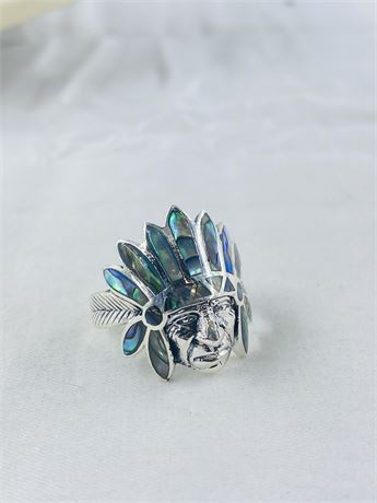 6.6g Sterling Navajo Chief Head Ring Size 10