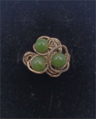 Sterling abstrgreen bead coil ring 3.8G size 7