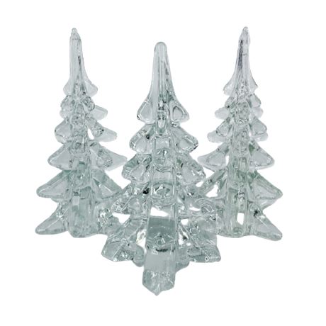 Trio of Art Glass Christmas Trees