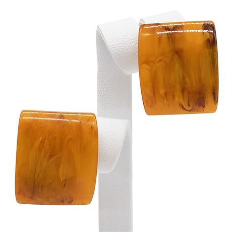 Vintage Butterscotch Bakelite Screwback Earrings