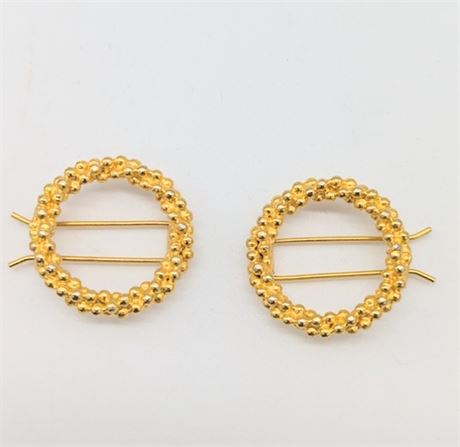 Vintage Gold tone Circular Barrettes