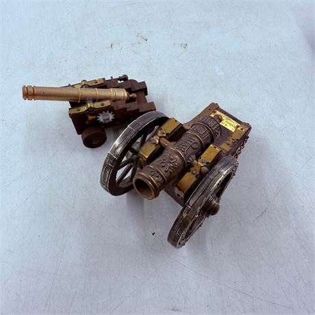 2 Vintage Brass Cannons