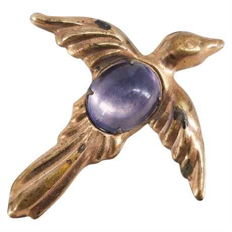 Vintage Art Deco Revival Copper Brooch