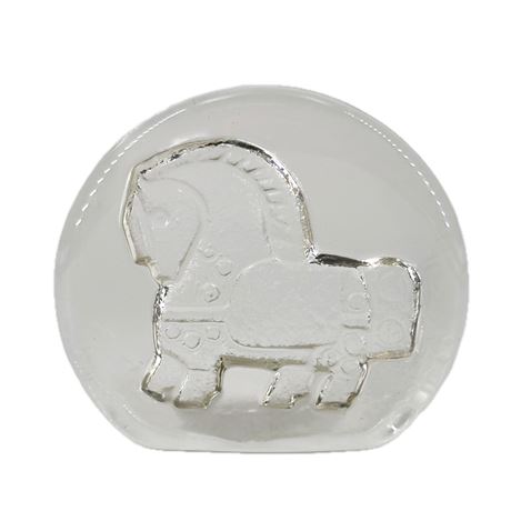Vintage Trojan Horse Art Glass Paperweight/ Bookend