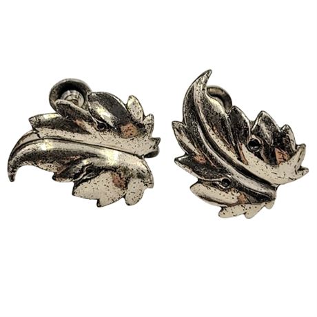 Beau Sterling Screw-Back Leaf Earrings