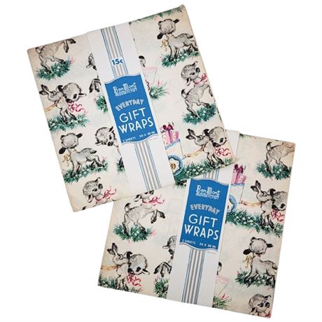 Vintage BenMont Mastercraft "For Baby" Lamb Wrapping Paper