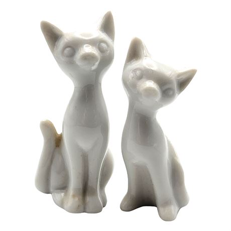 Pair Small Vintage Porcelain Cat Figurines