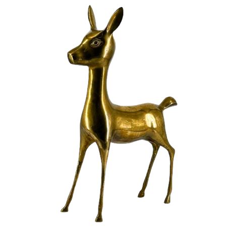 Large Vintage Brass Fawn/ Deer