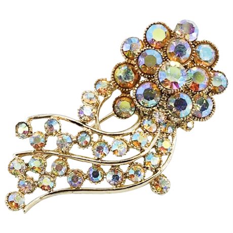 Vintage BSK Aurora Borealis Rhinestone Shooting Star Brooch