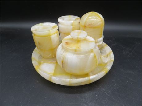 Antique Akro Agate Slag Swirl Onyx Stone Set