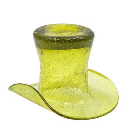 Large VTG Lime Green Glass Hat