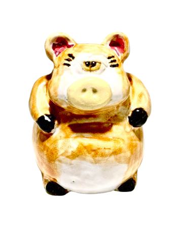 Vtg Folk Art Clay Piggy Bank
