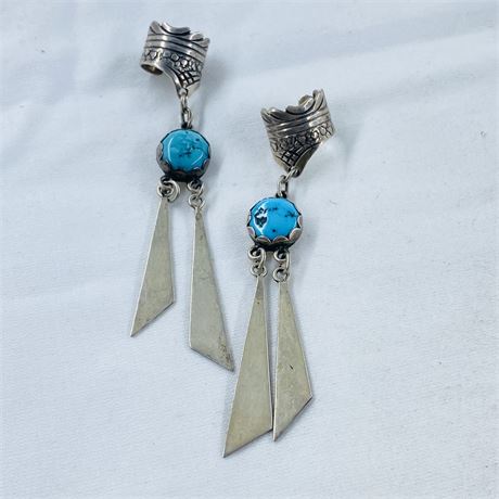 Rare 10g A. Hasteen Navajo Signed Sterling Earrings