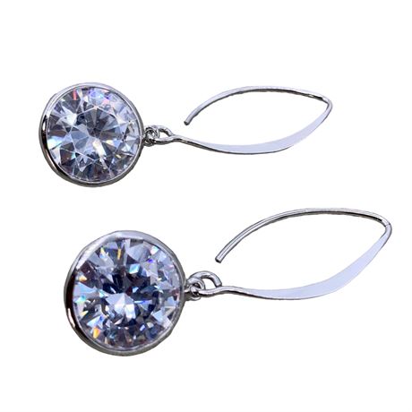 NEW 13.6 CTW Rhodium over Sterling Simulated Diamond Solitaire Earrings