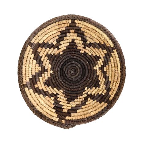 Vintage Woven Grass Sunflower Pattern Bowl Basket