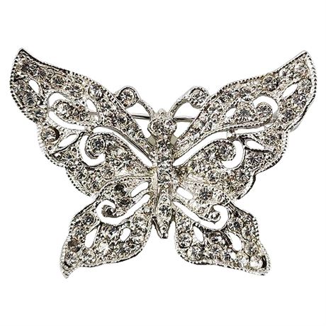 Vintage HEDY Rhinestone Butterfly Brooch
