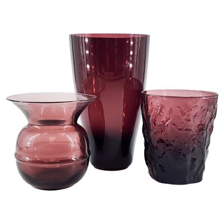 3-Piece Amethyst Glass Collection