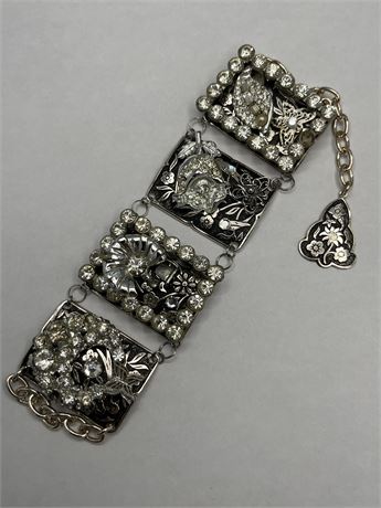 Art Nouveau made in West Germany paneled design rhinestone bracelet