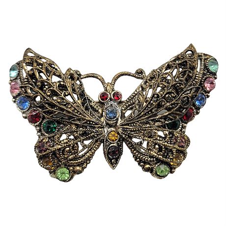 Vintage Czechoslovakian Rhinestone Butterfly Brooch
