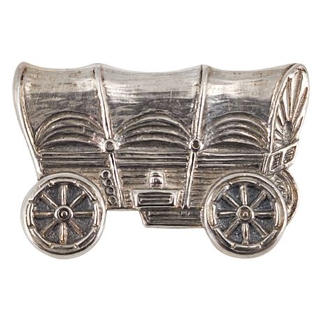 Vintage Silver Plated Covered Wagon Brooch