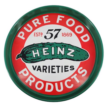 VTG Heinz Pure Food Products 57 Varieties Tin Tray Pickle Green Red White