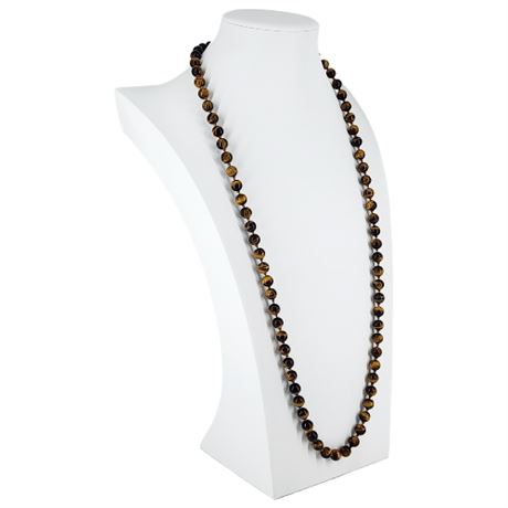 Vintage Hand Knotted 9mm Tiger's Eye Bead Necklace