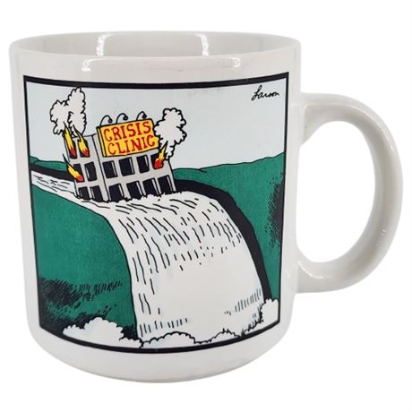 Vintage 80s "The Far Side" Gary Larson Crisis Clinic Mug
